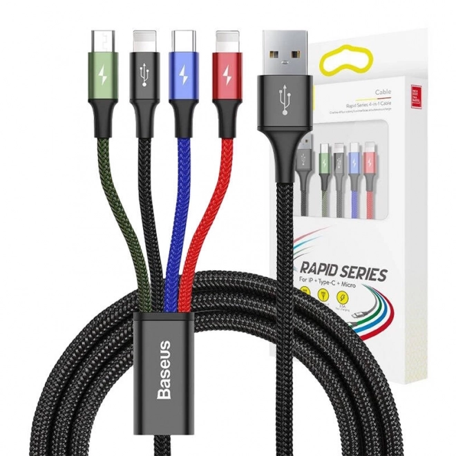 Baseus Fast USB kabel 4v1 USB-C / 2x Lightning / Micro 3,5A 1,2m - černý