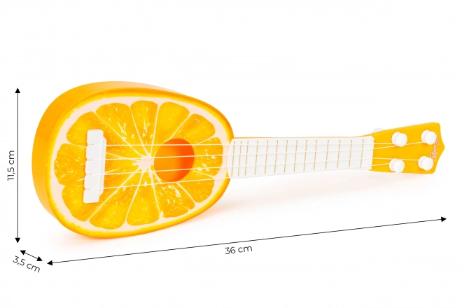 Dětské ukulele, čtyřstrunné, oranžové