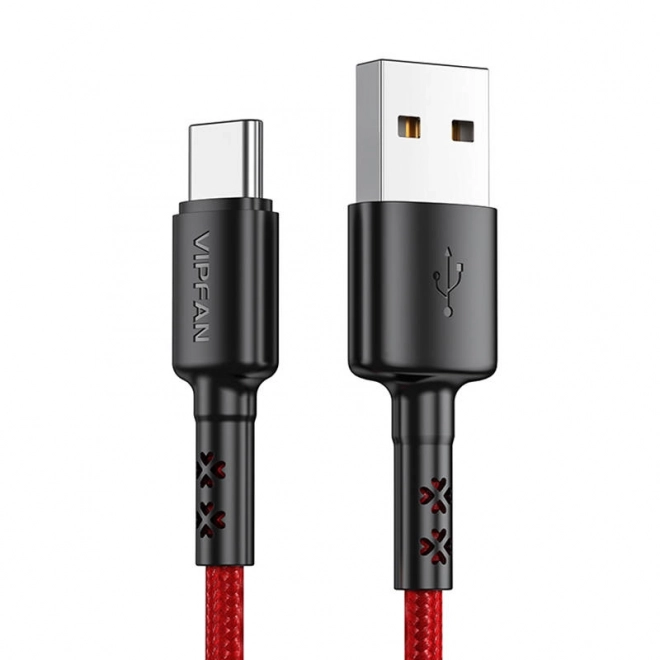 Kabel USB na USB-C VFAN X02, 3A, 1,8 m (červený)