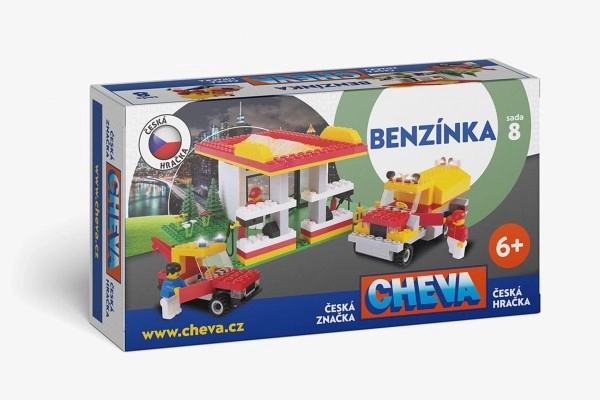 Stavebnice Cheva 8 Benzínová stanice plast 349ks v krabibi 35x19x9 cm