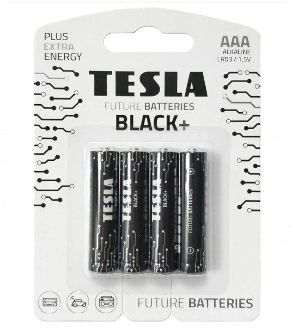 Alkalická baterie Tesla Black+ AAA 1,5V 4 ks