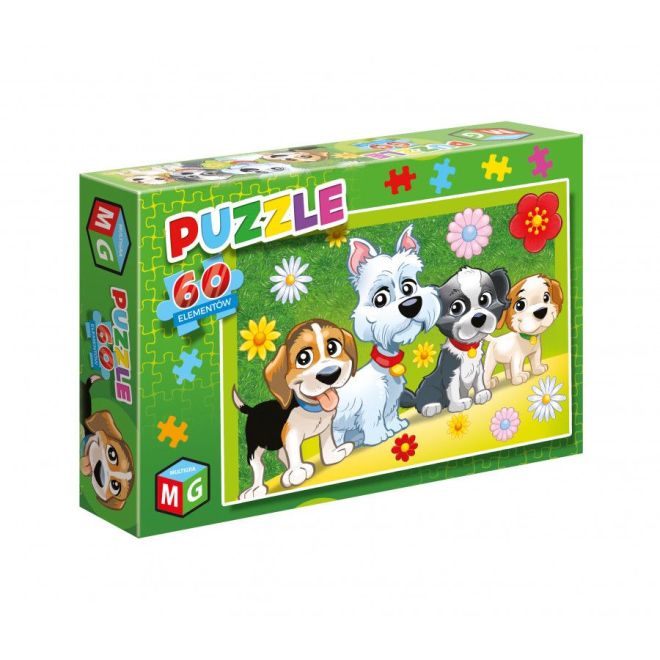 Vzdělávací hračka Puzzle 60 - Psi Květiny