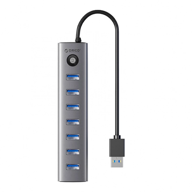 Usb-c hub adaptér na 7 portů USB 3.0 šedý