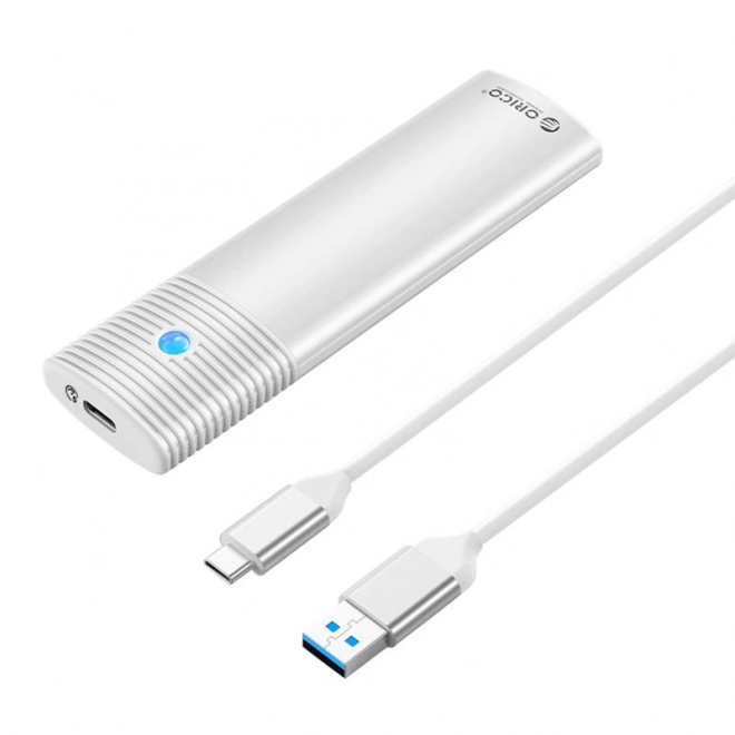 Externí pouzdro pro disky M.2 SATA, Orico PWM2-WH-EP, USB-C, 5Gb/s (stříbrné)