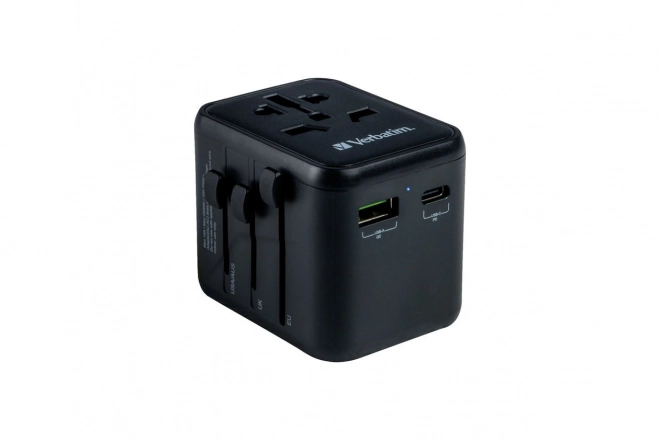 Cestovní adaptér UTA-02 49544 180 zemí, 20 W nabíječka, QC 3.0. 1x USB-C, 1x USB-A