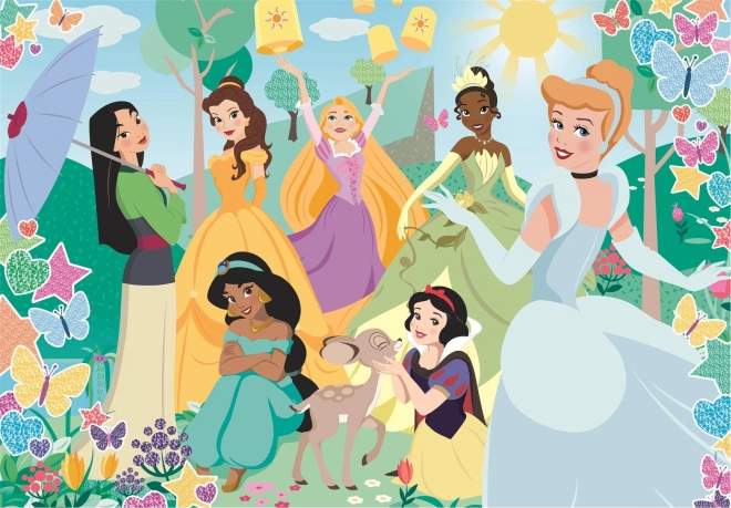 Puzzle se třpytkami 104 dílků, Disneyho princezny