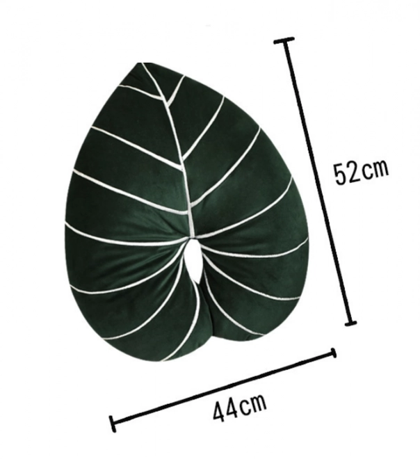 Dekorační plyšový polštář ve tvaru listu - typ 4