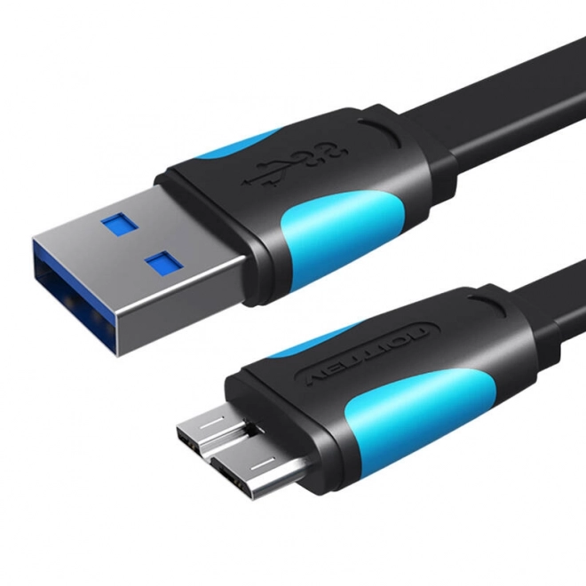 Plochý kabel USB 3.0 A na Micro-B Vention VAS-A12-B025 0,25 m černý