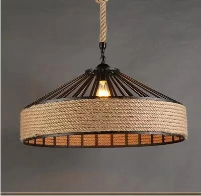 Stropní lampa z konopného provazu na originálním jutovém laně - průměr 40 cm