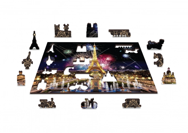 Dřevěné puzzle Noční Paříž