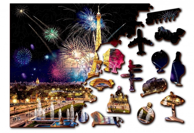 Dřevěné puzzle Noční Paříž