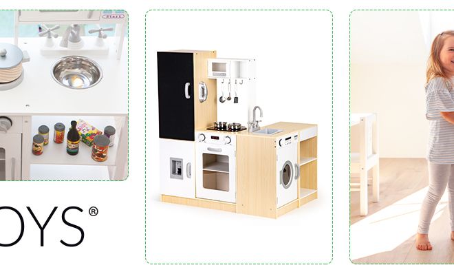 Dřevěná kuchyňka pro děti xxl deska + led ECOTOYS