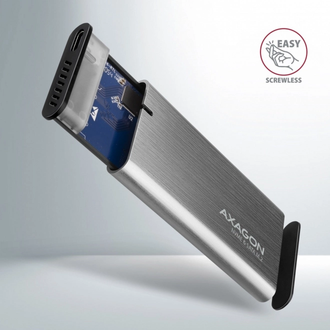 EEM2-SG2 Bezšroubový hliníkový externí kryt USB-C 3.2 Gen 2 M.2 NVMe & SATA SSD + redukce USB-A - USB-C