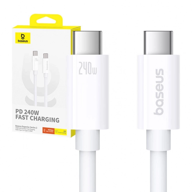 Baseus datový kabel USB4 240W bílý