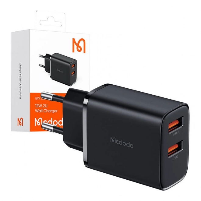 Mcdodo CH-5070 USB-A*2 síťová nabíječka, 12W (černá)