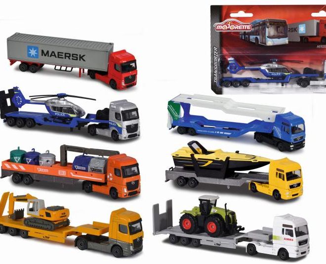 Sada nákladních aut, kovové, 8 druhů – Oranžový s kontejnery