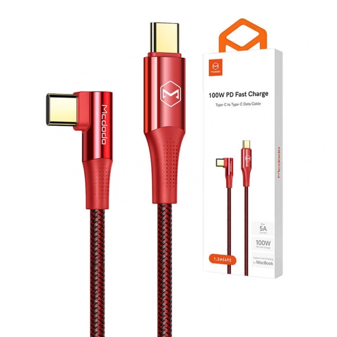 Kabel USB-C na USB-C Mcdodo CA-8321 100W 90 stupňů 1,2 m (červený)