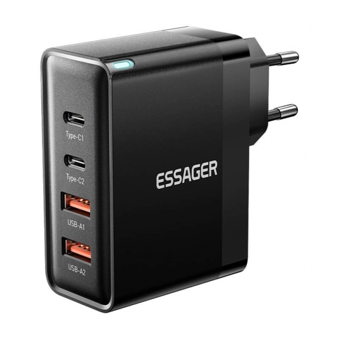 Nabíječka do sítě Essager, 2x USB-C, 2x USB-A, 100W, černá