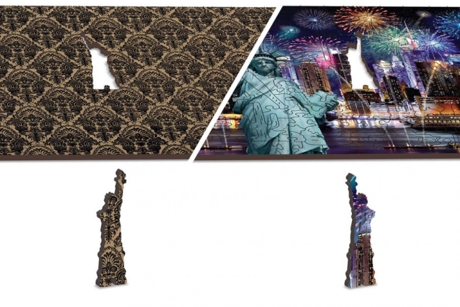 Dřevěné puzzle s figurkami - New York by night velikost L, 400 dílků