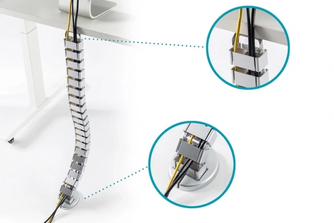 Organizér nosiče kabelů (páteřní) rohatý ohebný 1,3 m stříbrný