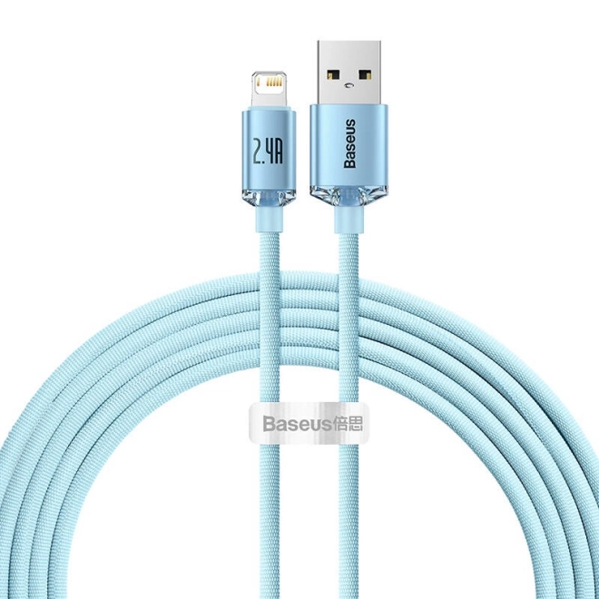 Kabel USB k iP Baseus Crystal Shine, 2,4 A, 2 m (modrý)