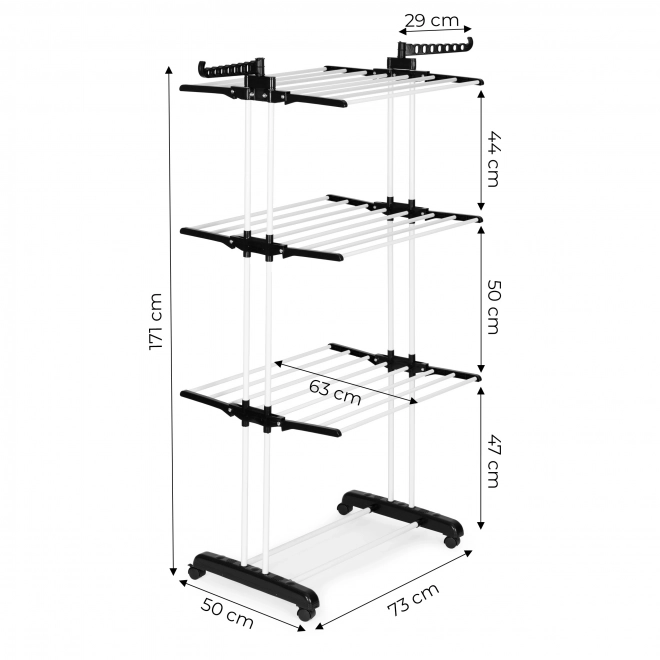Svislý sušák na prádlo s kolečky, skládací