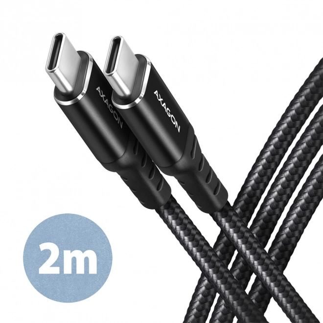 BUCM-CM20AB USB-C - Kabel USB-C 2.0, 2m, PD 60W, 3A, ALU, opletený Černá barva