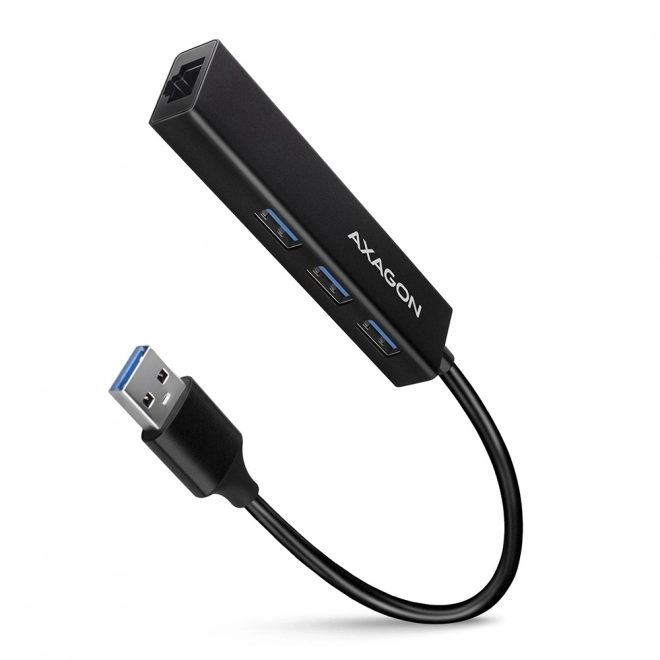 HMA-GL3A Víceportový rozbočovač 3x USB-A + GLAN, USB3.2 Gen 1, kov, 20cm kabel USB-A