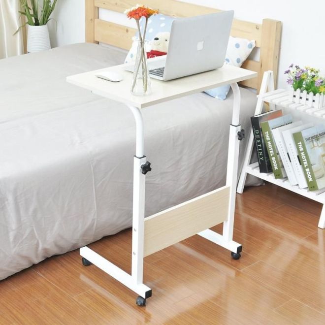 Mobilní nastavitelný stolek na notebook / Mobilní konferenční stolek - bílá/béžová