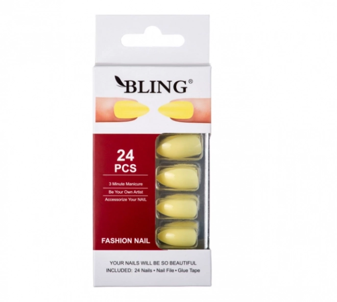 Umělé nehty, BLING Fashion Nail Tips (24 ks) - žluté