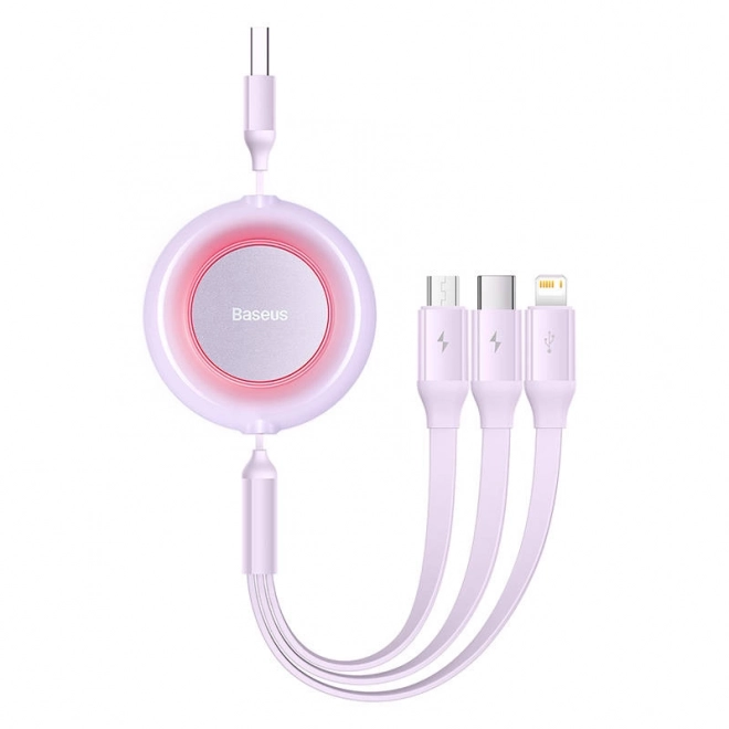 Baseus Bright Mirror 2, kabel 3 v 1 USB 3 v 1 pro micro USB / USB-C / Lightning 3,5A 1,1 m (fialový)