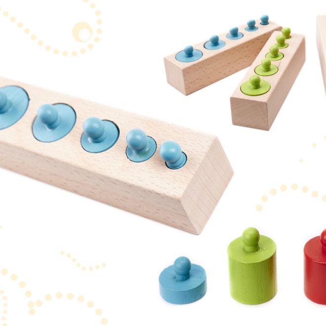 Dřevěné Montessori vkládací závažíčko barevné