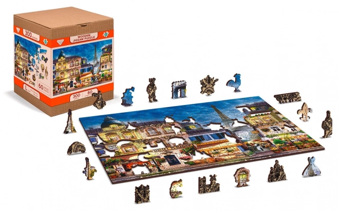 Wooden City Dřevěné puzzle Snídaně v Paříži 2v1, 75 dílků EKO