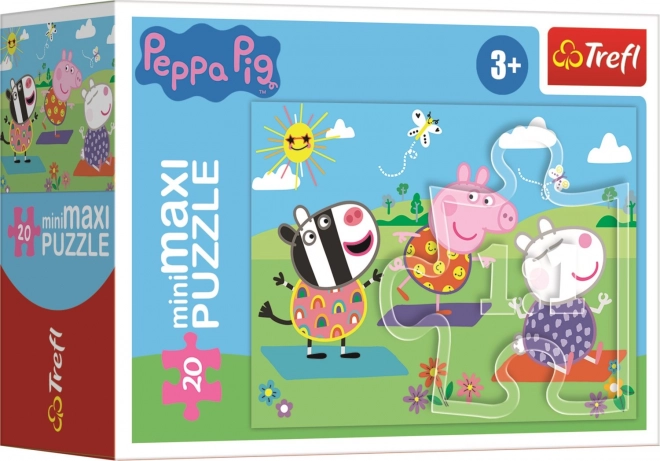 Minipuzzle miniMaxi 20 dílků Prasátko Peppa/Peppa Pig 4 druhy v krabičce 11x8cm 24ks v boxu