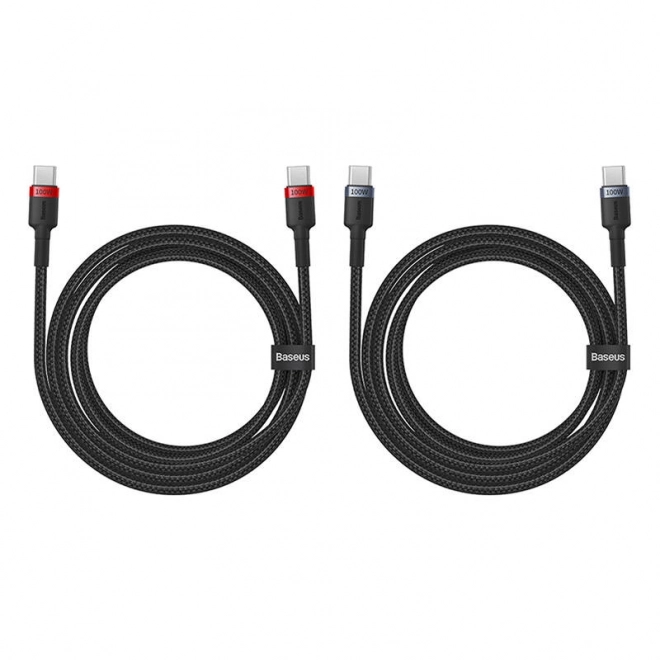 Kabel Baseus Cafule USB-C na USB-C 100W,2m, 2ks (červeno-černý, šedo-černý).