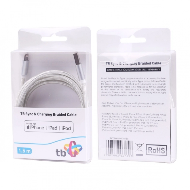 Kabel Lightning-USB 1,5 m stříbrný MFi