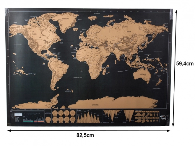 Stírací mapa světa pro cestovatele 82 x 59 cm