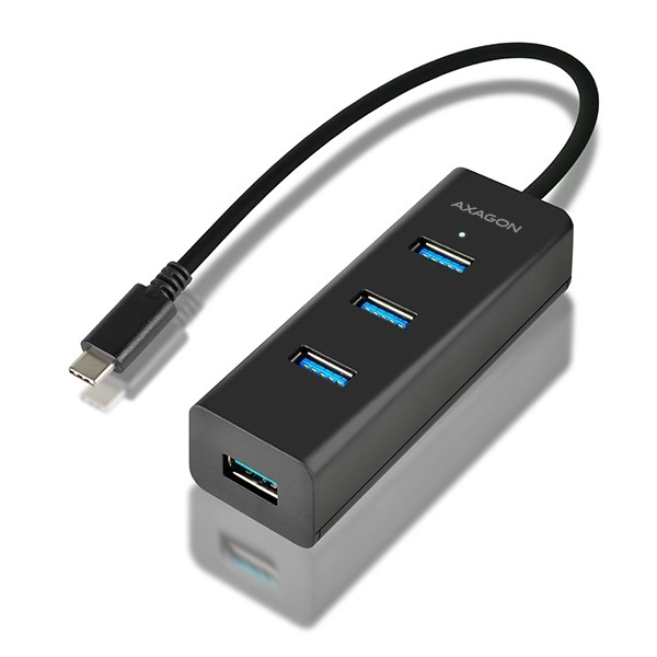 HUE-S2C Hub 4-portový nabíjecí rozbočovač USB 3.2 Gen 1, 40cm kabel USB-C, přídavné napájení microUSB