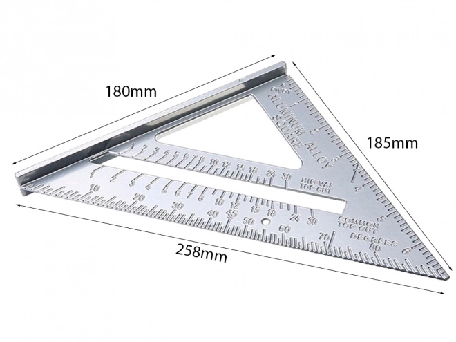 Velký truhlářský čtverec z hliníku o rozměru 180 mm