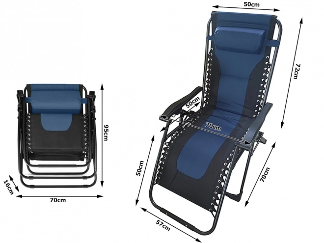 Skládací plážové lehátko s pohodlným polštářem
