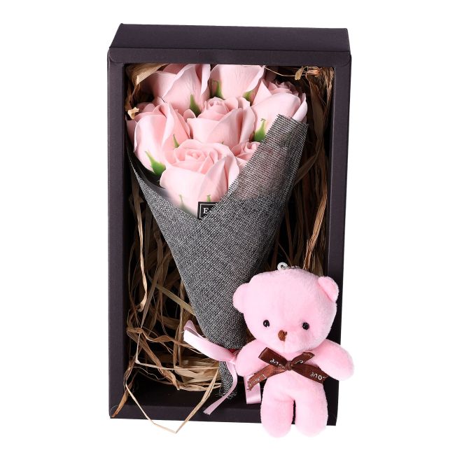 Krabice mýdlových růží - světle růžová