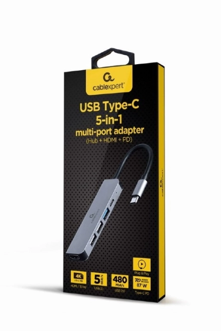 Víceportový adaptér USB-C 5in1, PD, HDMI, USB 3.1, USB 2.0x2