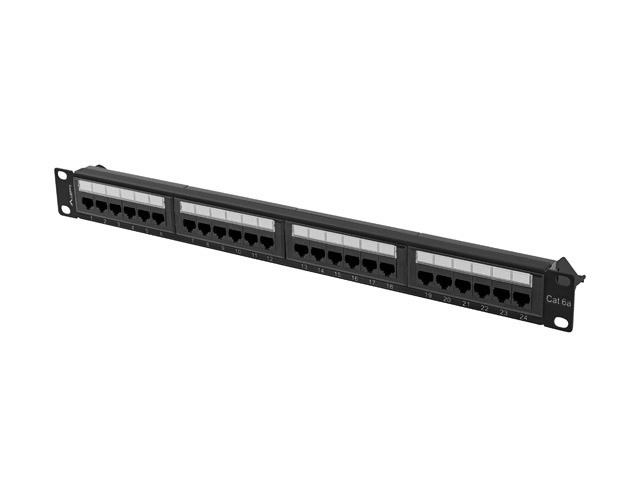 Patchpanel 24 portů 1U CAT6A PPUA-1024-B Black