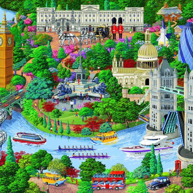 Dřevěné puzzle s figurkami - Památky Londýna, 750 prvků