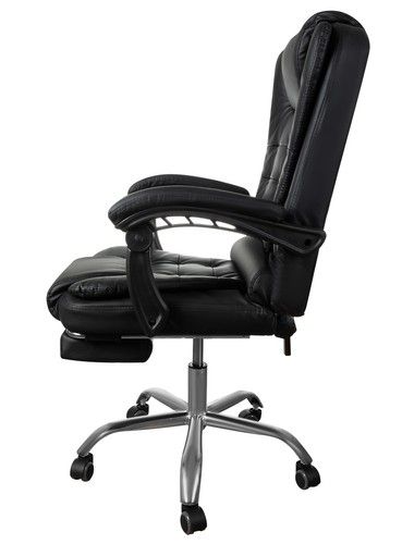 Kancelářská židle s podnožkou, eko kůže - černá