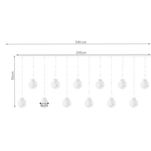 Světelný závěs 108LED USB - studená bílá KŚ19770