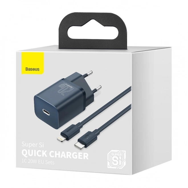 Baseus Super Si Quick Charger 1C 20W s kabelem USB-C pro Lightning 1m (modrý)