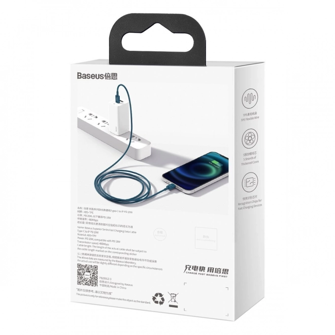 Kabel USB-C k iP, 20W, PD, 2m (modrý)