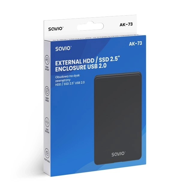 Externí pouzdro pro HDD / SSD 2,5" USB 2.0 AK-73