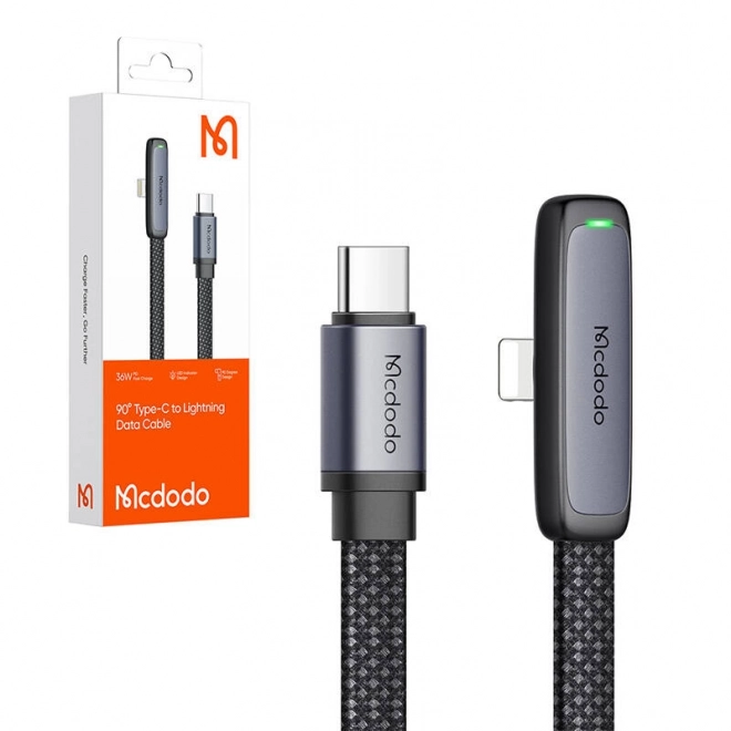 Úhlový kabel USB-C na Lightning Mcdodo 1.8m černý